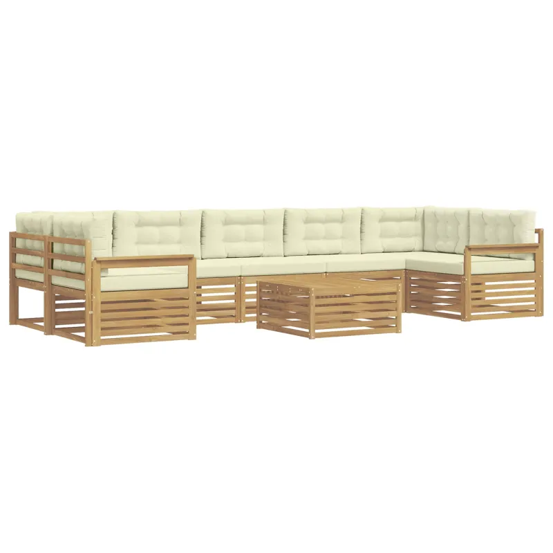 Lauko sofos komplektas 8 pcs Balta ir kreminė