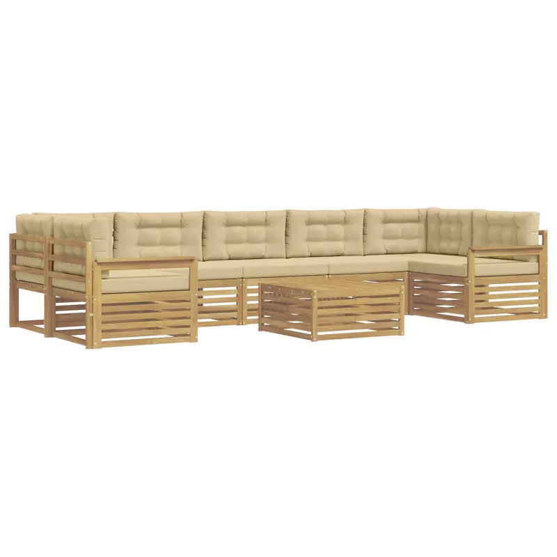 Lauko sofos komplektas 8 pcs Balta ir kreminė