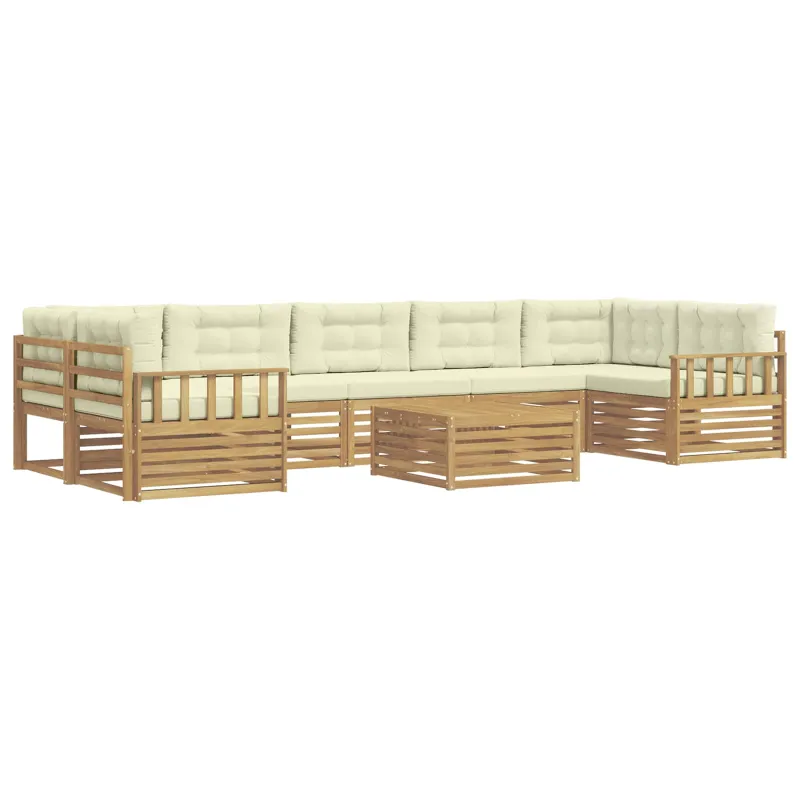 Lauko sofos komplektas 8 pcs Balta ir kreminė