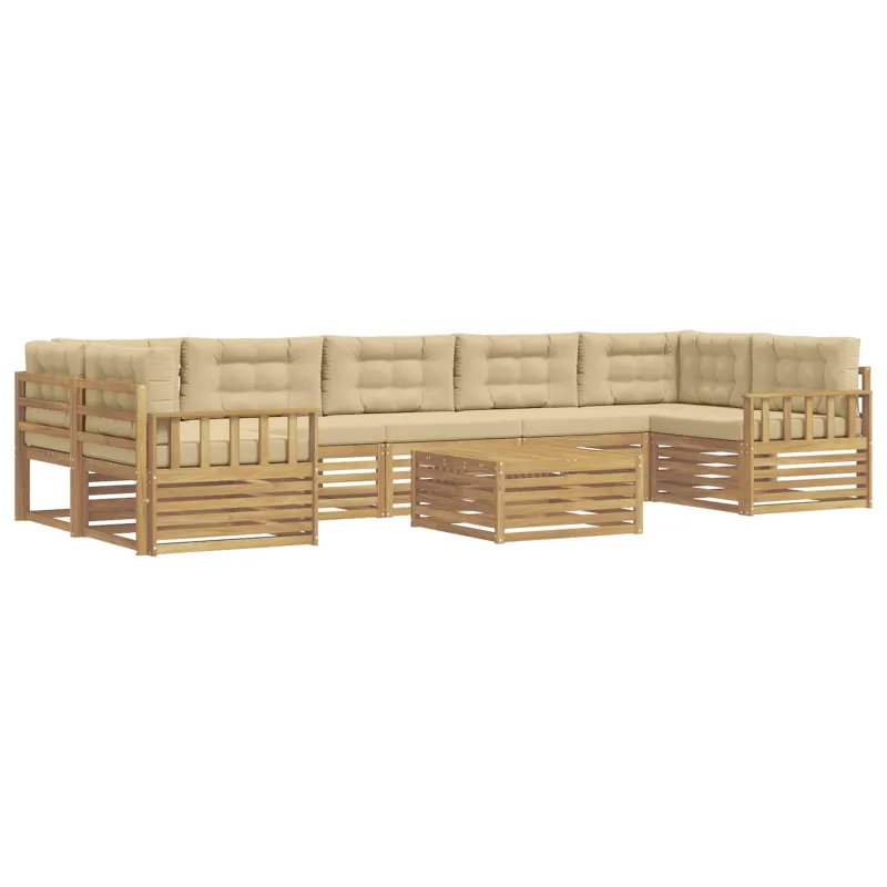 Lauko sofos komplektas 8 pcs Balta ir kreminė