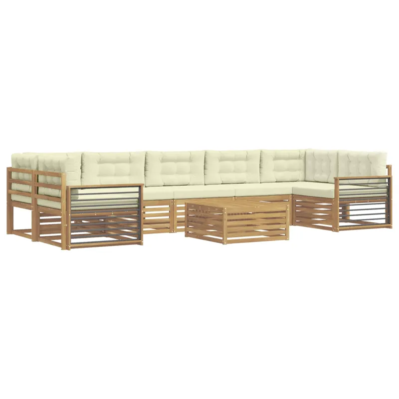 Lauko sofos komplektas 8 pcs Balta ir kreminė