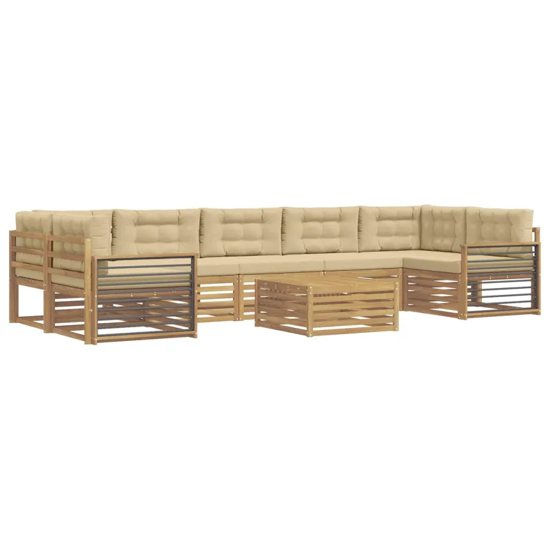 Lauko sofos komplektas 8 pcs Balta ir kreminė