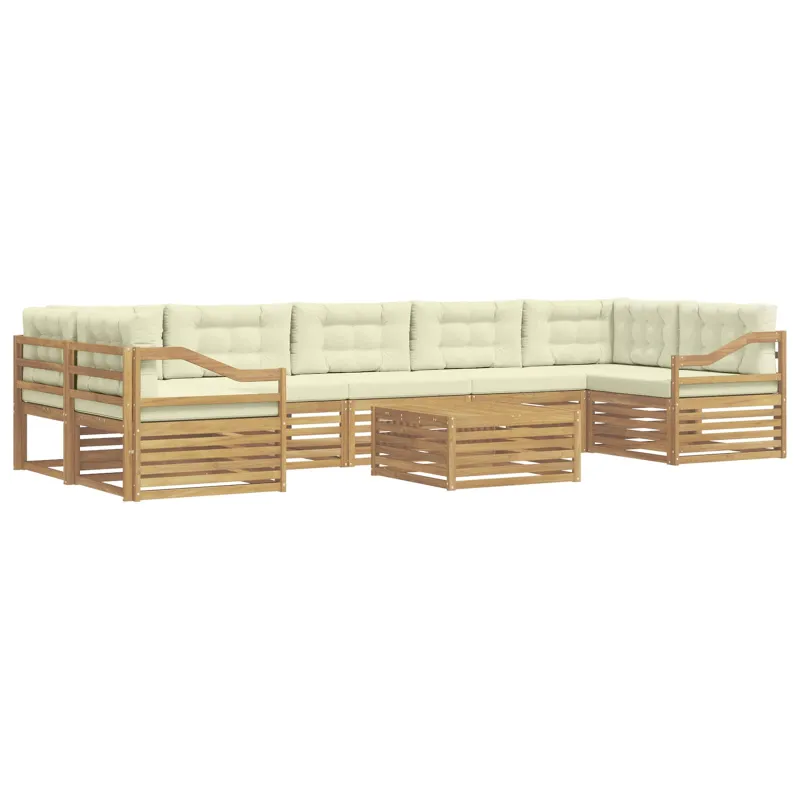Lauko sofos komplektas 8 pcs Balta ir kreminė