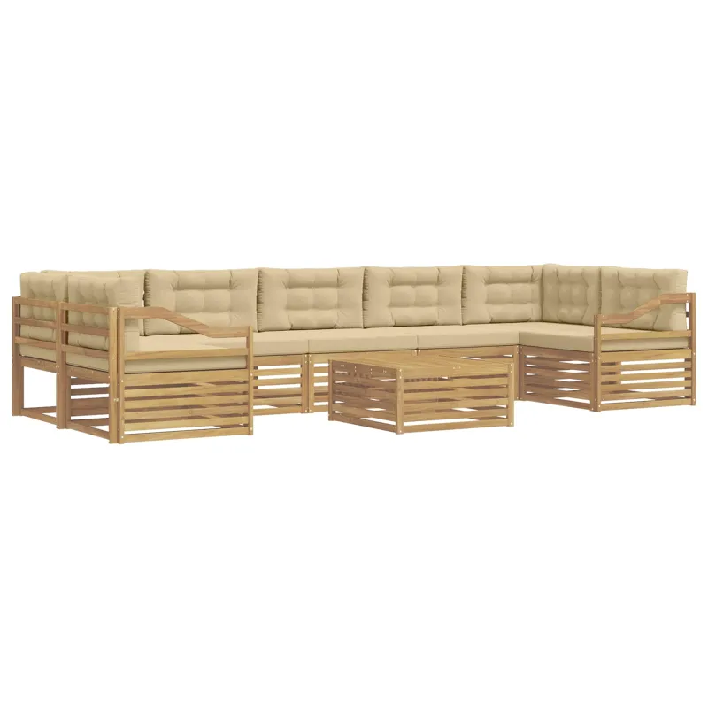 Lauko sofos komplektas 8 pcs Balta ir kreminė