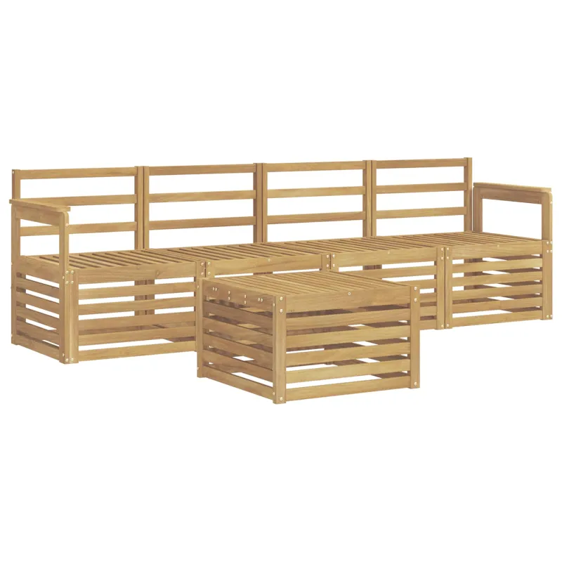 Lauko sofos komplektas 5 pcs Balta Kietos akacijos mediena