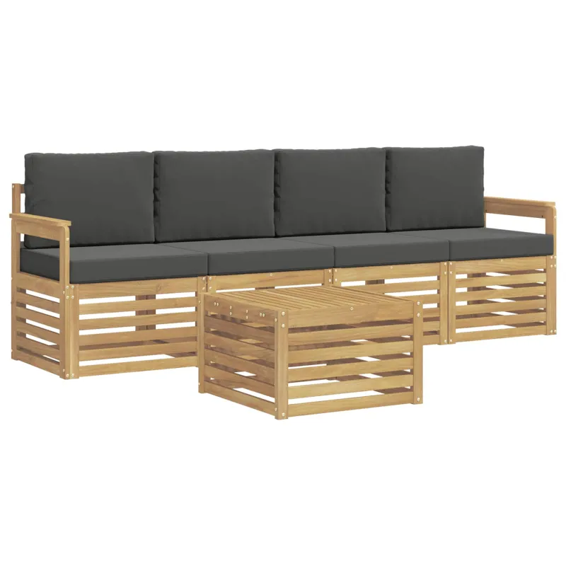 Lauko sofos komplektas 5 pcs Balta ir antracito Poliesteris
