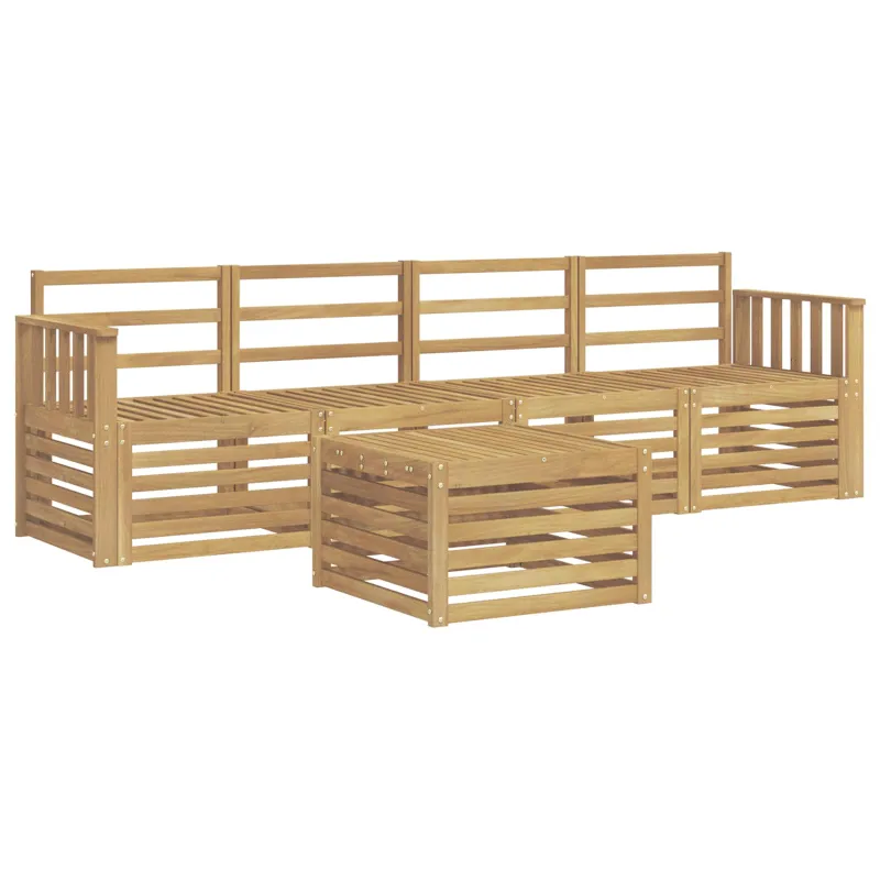 Lauko sofos komplektas 5 pcs Balta Kietos akacijos mediena