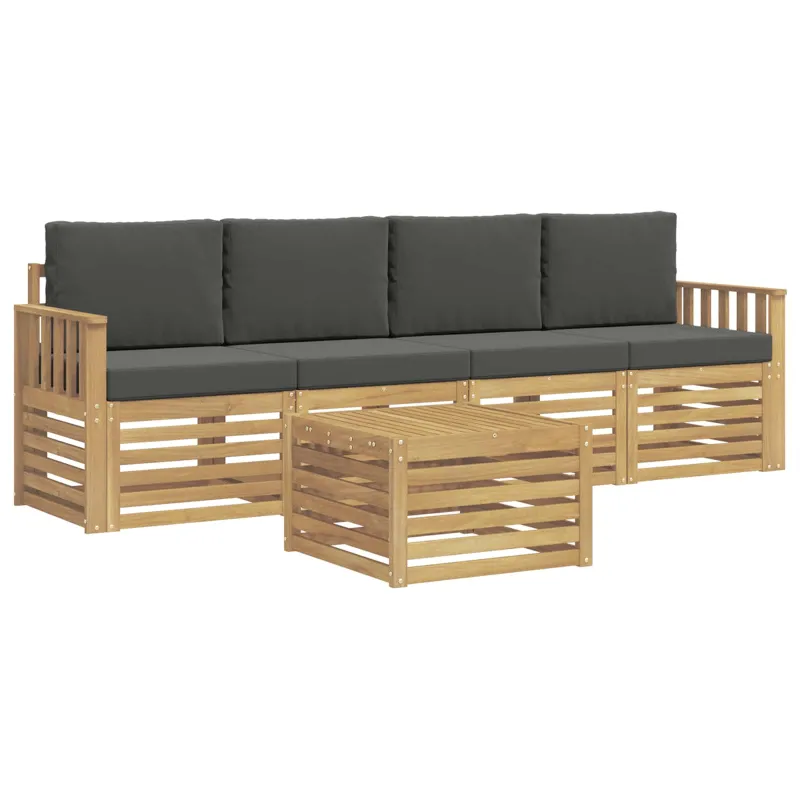 Lauko sofos komplektas 5 pcs Balta ir antracito Poliesteris