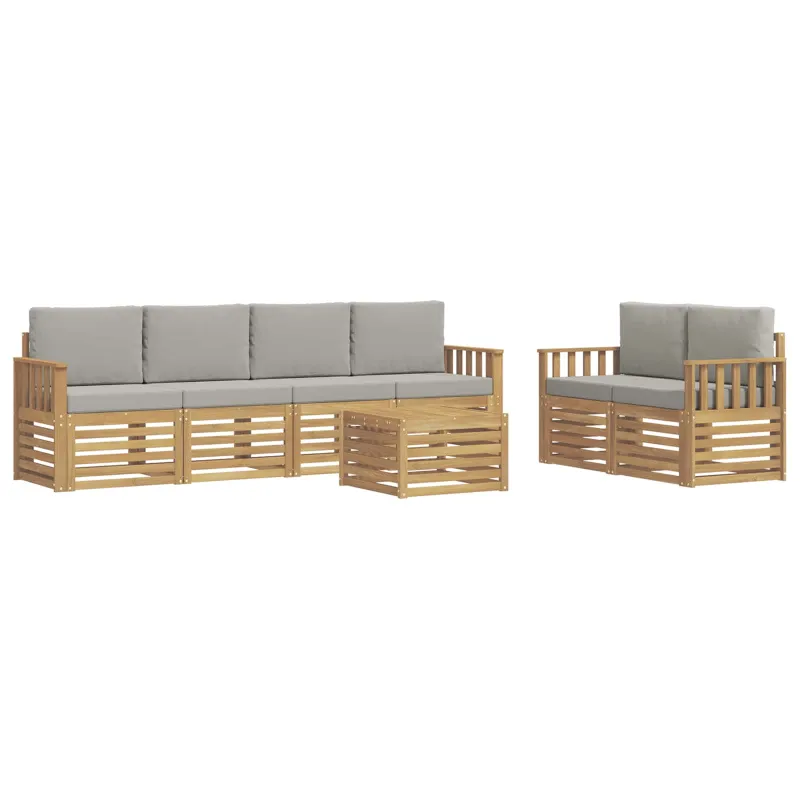 Lauko sofos komplektas su pagalve 7 pcs Balta ir šviesiai pilka