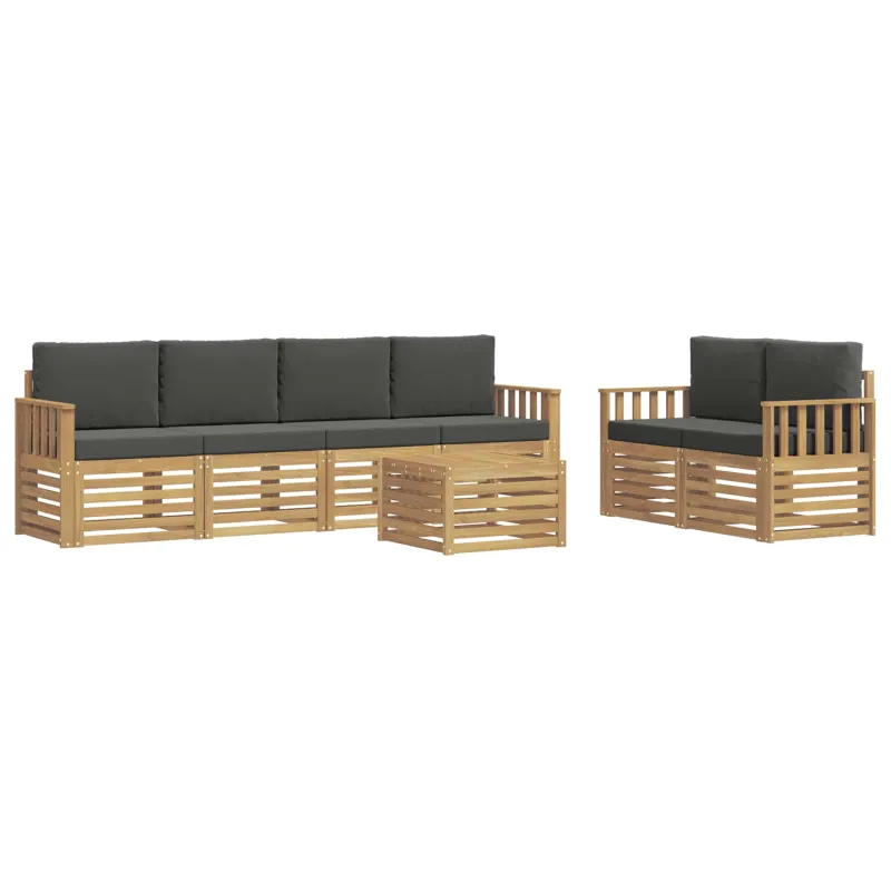 Lauko sofos komplektas 7 pcs Balta ir antracito Poliesteris