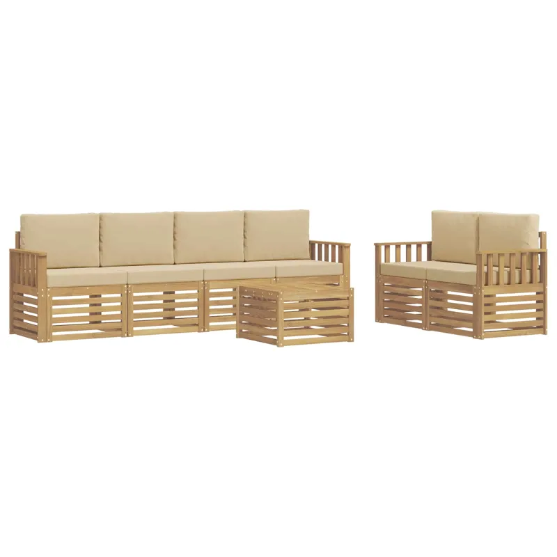 Lauko sofos komplektas 7 pcs Balta ir kreminė Poliesteris