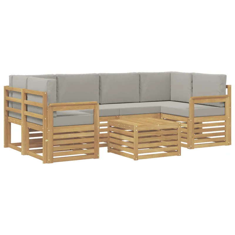 Lauko sofos komplektas su pagalve 7 pcs Balta ir šviesiai pilka
