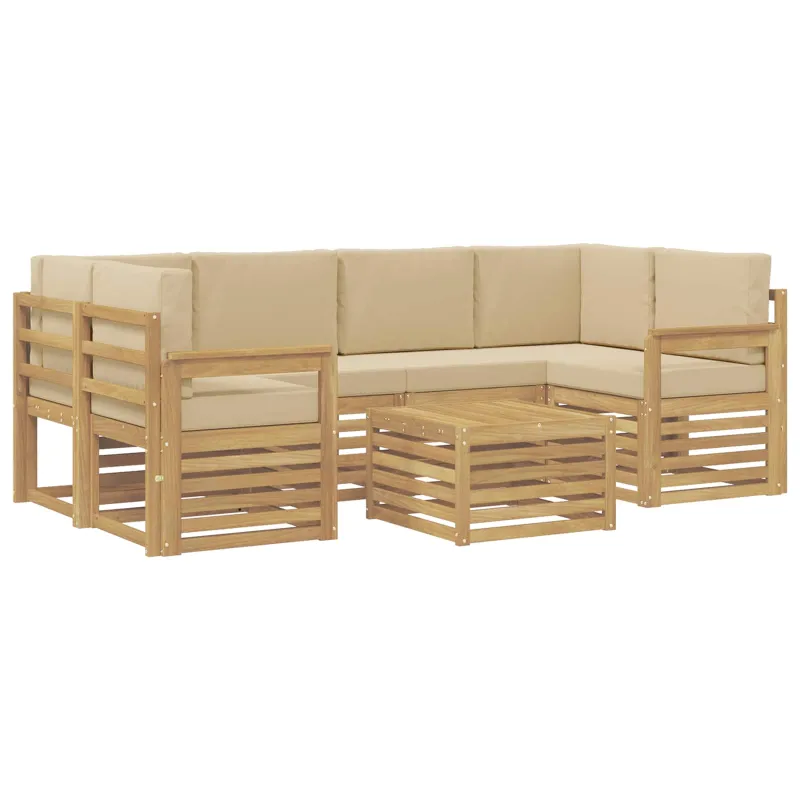 Lauko sofos komplektas 7 pcs Balta ir kreminė Poliesteris