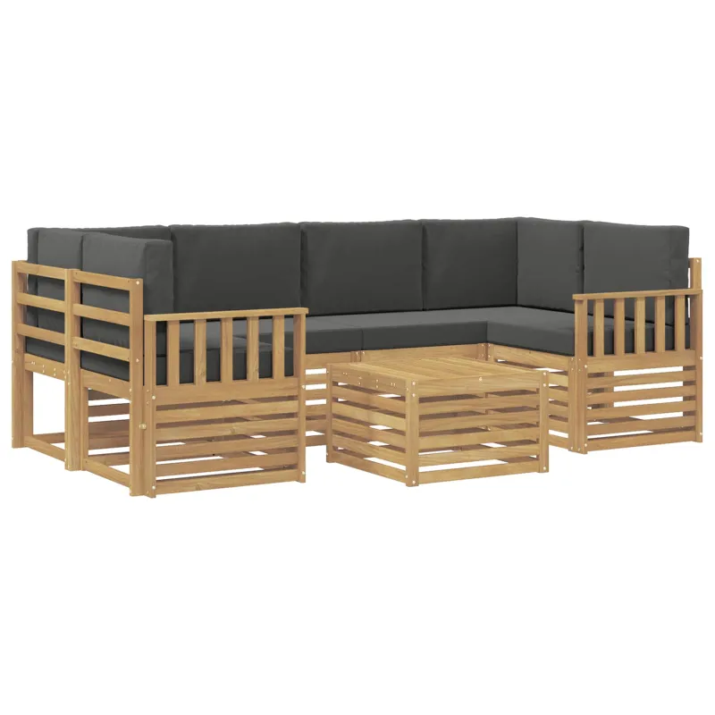 Lauko sofos komplektas 7 pcs Balta ir antracito Poliesteris