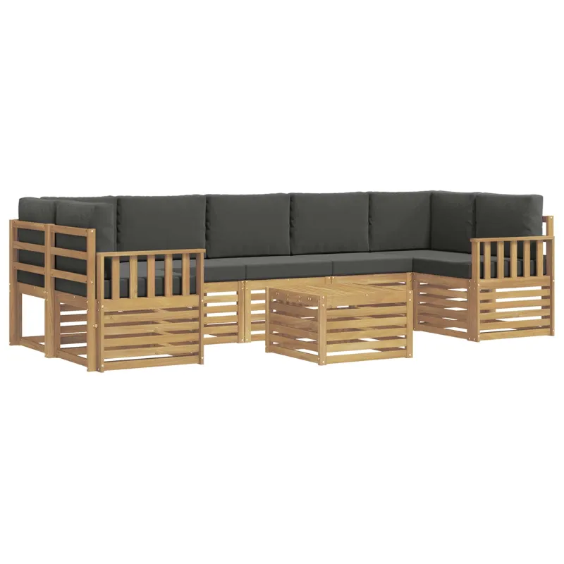 Lauko sofos komplektas 8 pcs Balta ir antracito Poliesteris