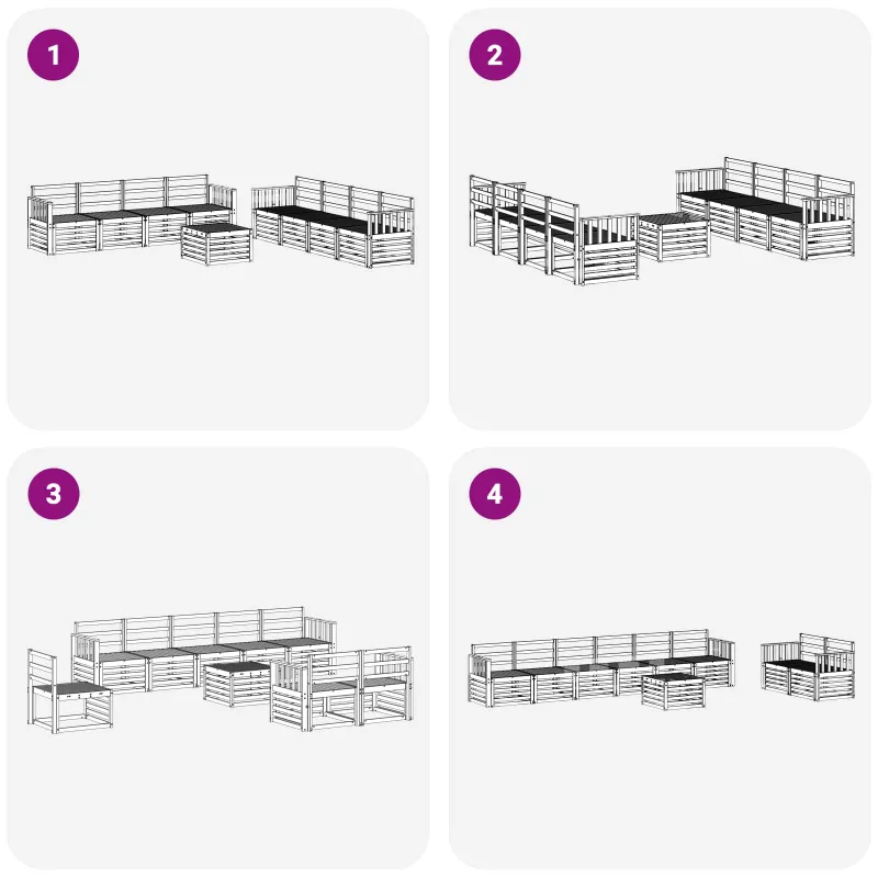 Lauko sofos komplektas 9 pcs Balta 59 x 59 x 37 cm