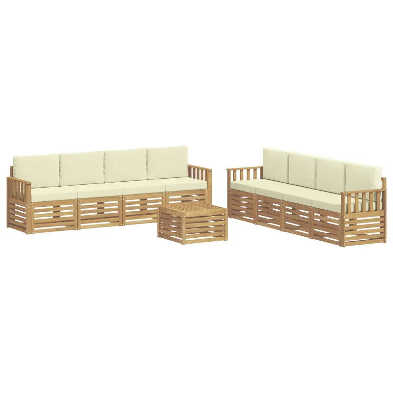Lauko sofos komplektas 9 pcs Balta ir kreminė 59 x 59 x 37 cm