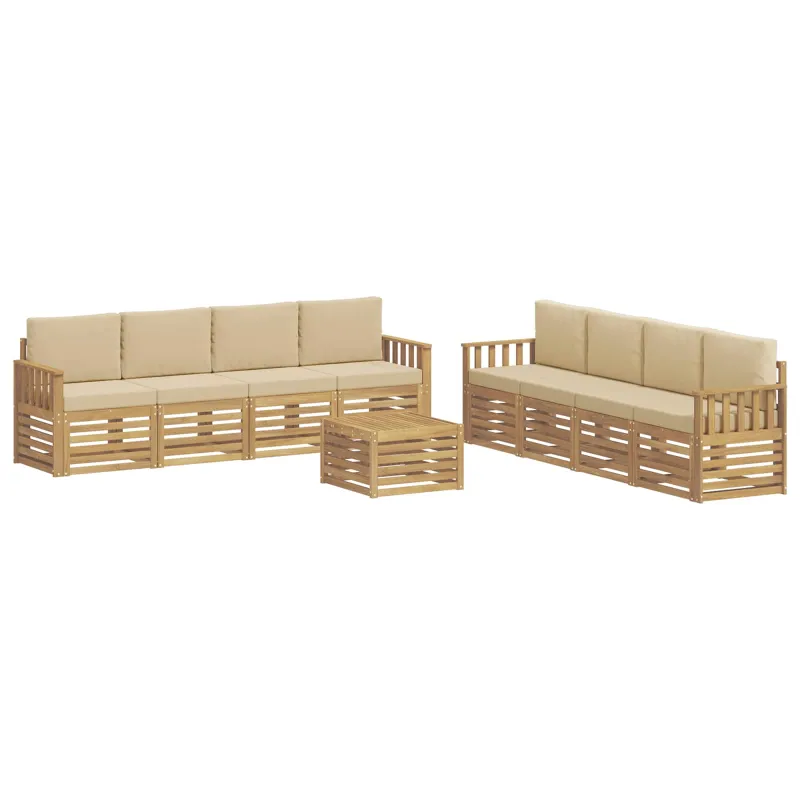 Lauko sofos komplektas 9 pcs Balta ir kreminė 59 x 59 x 37 cm