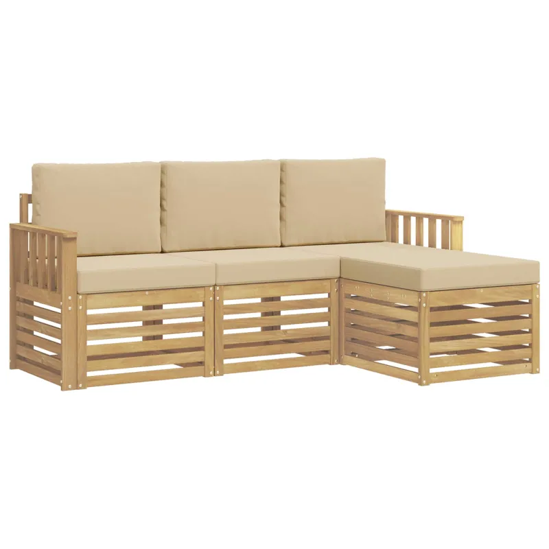 Lauko sofos komplektas 4 pcs Balta ir kreminė