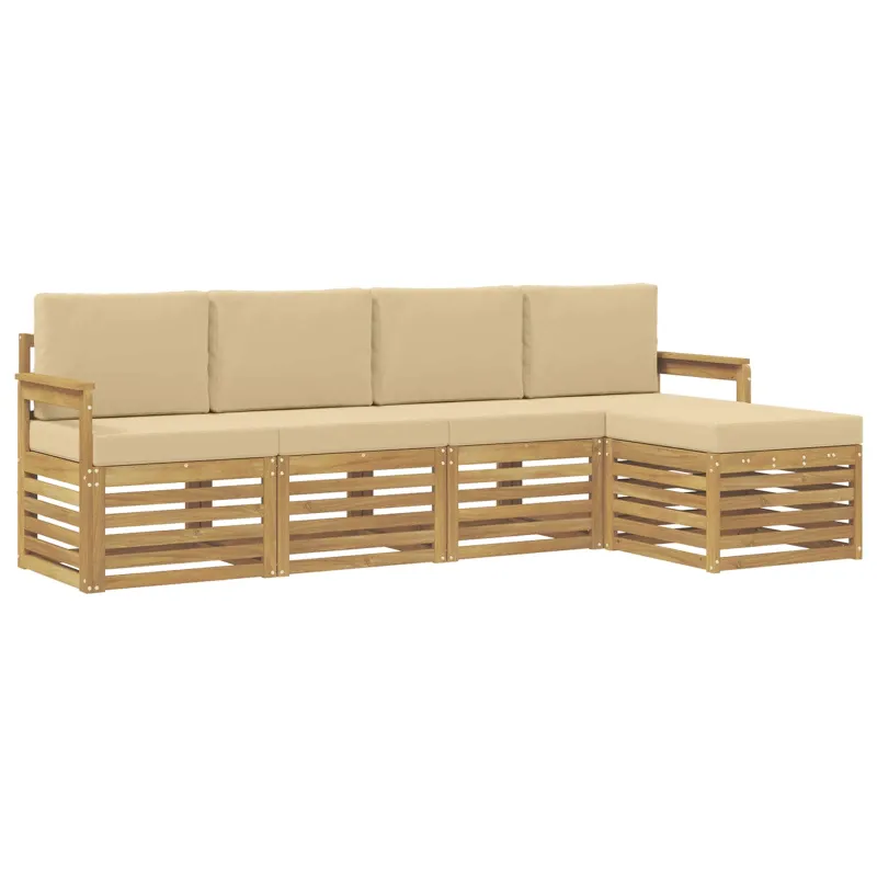 Lauko sofos komplektas 5 pcs Balta ir kreminė