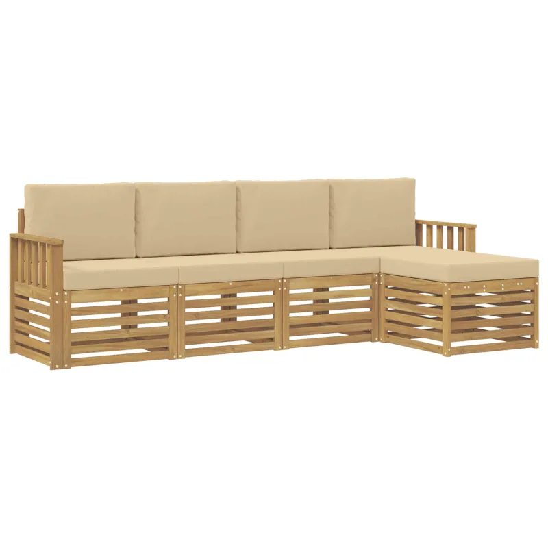 Lauko sofos komplektas 5 pcs Balta ir kreminė