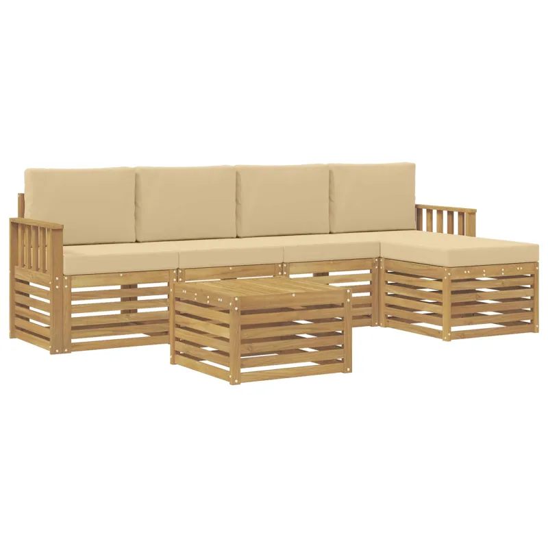 Lauko sofos komplektas 6 pcs Balta ir kreminė 59 x 59 x 37 cm