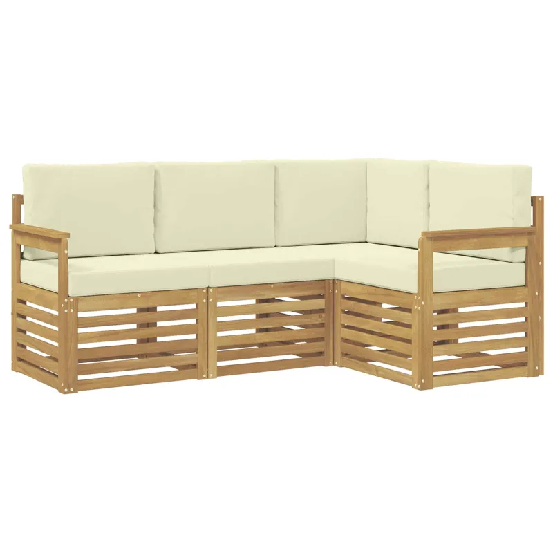 Lauko sofos komplektas 4 pcs Balta ir kreminė