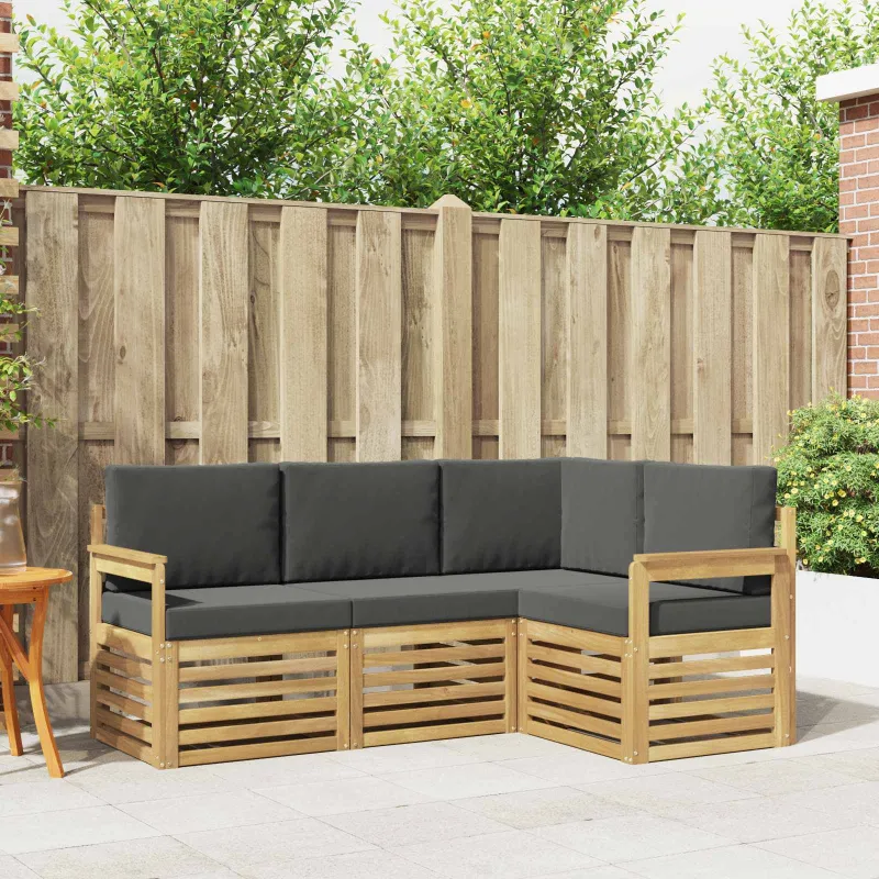 Lauko sofos komplektas 4 pcs Balta ir antracito