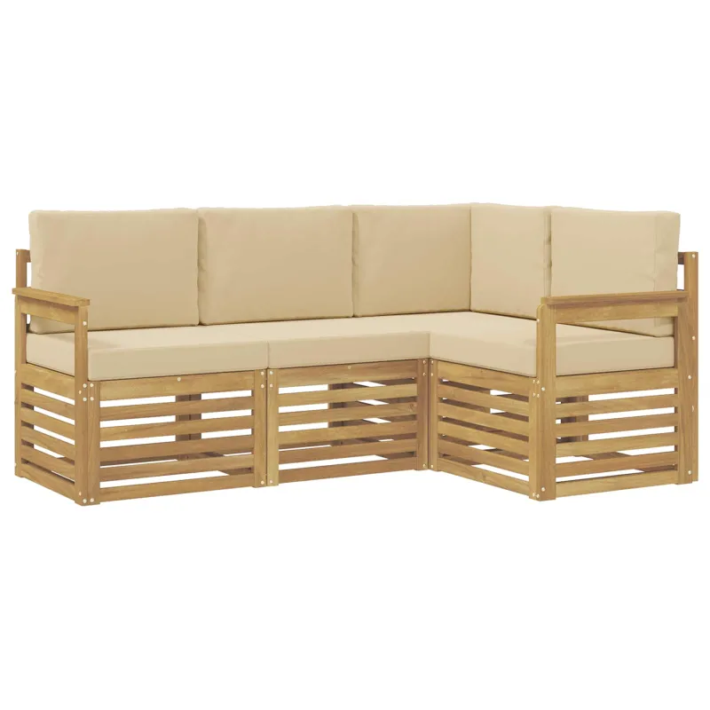 Lauko sofos komplektas 4 pcs Balta ir kreminė