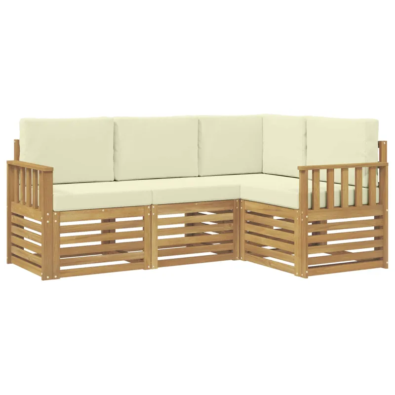 Lauko sofos komplektas 4 pcs Balta ir kreminė