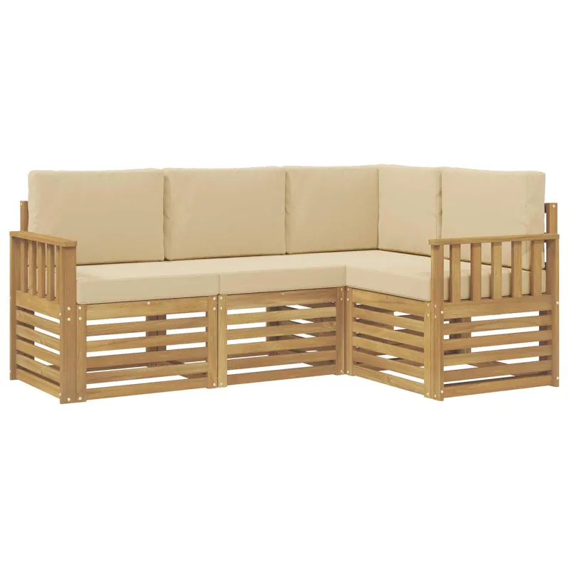Lauko sofos komplektas 4 pcs Balta ir kreminė