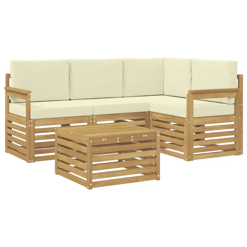Lauko sofos komplektas 5 pcs Balta ir kreminė 59 x 59 x 37 cm