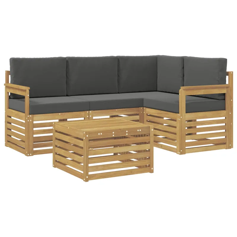 Lauko sofos komplektas 5 pcs Balta ir antracito 59 x 59 x 37 cm
