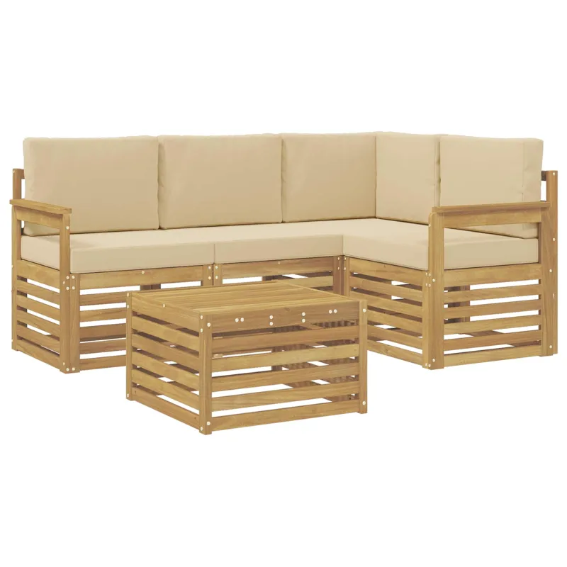 Lauko sofos komplektas 5 pcs Balta ir kreminė 59 x 59 x 37 cm