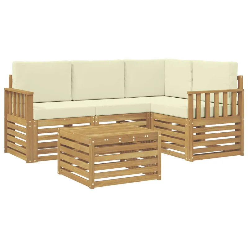 Lauko sofos komplektas 5 pcs Balta ir kreminė 59 x 59 x 37 cm