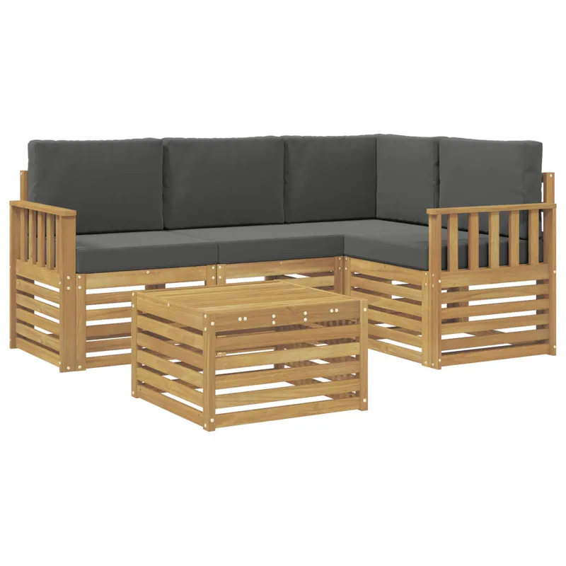 Lauko sofos komplektas 5 pcs Balta ir antracito 59 x 59 x 37 cm