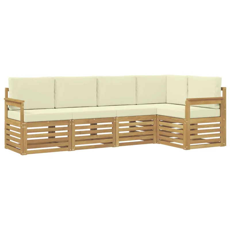Lauko sofos komplektas 5 pcs Balta ir kreminė