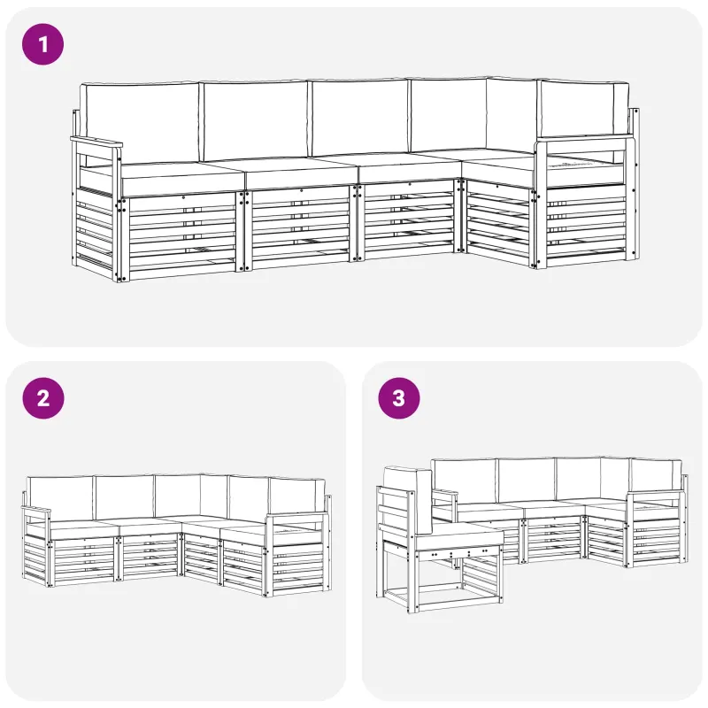 Lauko sofos komplektas 5 pcs Balta ir antracito