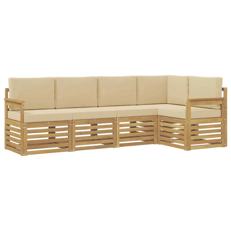 Lauko sofos komplektas 5 pcs Balta ir kreminė