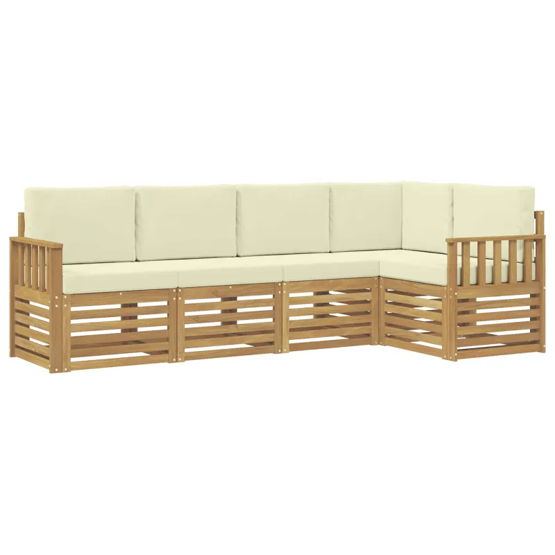 Lauko sofos komplektas 5 pcs Balta ir kreminė