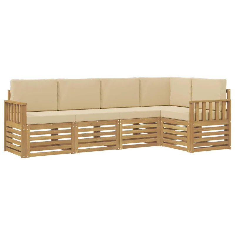Lauko sofos komplektas 5 pcs Balta ir kreminė