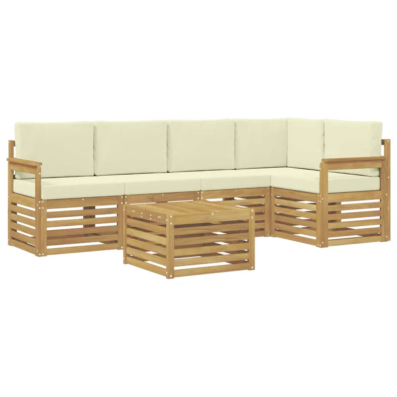 Lauko sofos komplektas 6 pcs Balta ir kreminė 59 x 59 x 37 cm