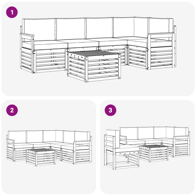 Lauko sofos komplektas 6 pcs Balta ir kreminė 59 x 59 x 37 cm