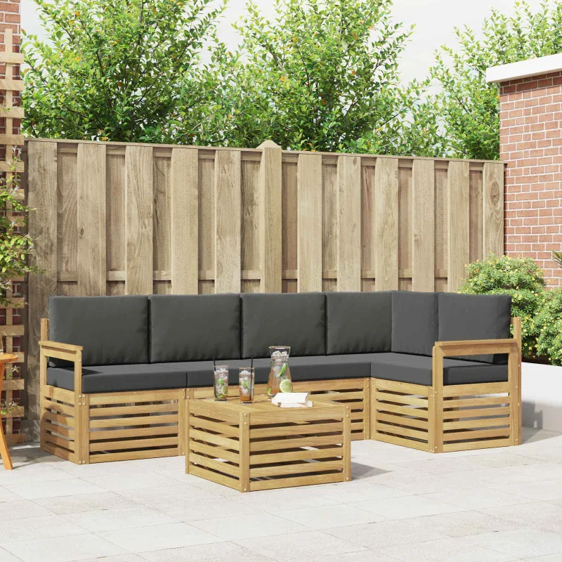Lauko sofos komplektas 6 pcs Balta ir antracito 59 x 59 x 37 cm