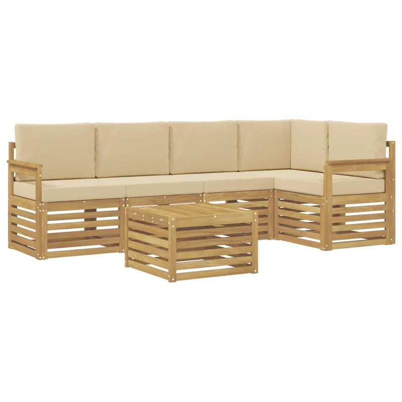 Lauko sofos komplektas 6 pcs Balta ir kreminė 59 x 59 x 37 cm
