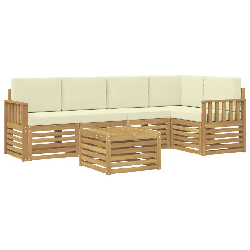 Lauko sofos komplektas 6 pcs Balta ir kreminė 59 x 59 x 37 cm