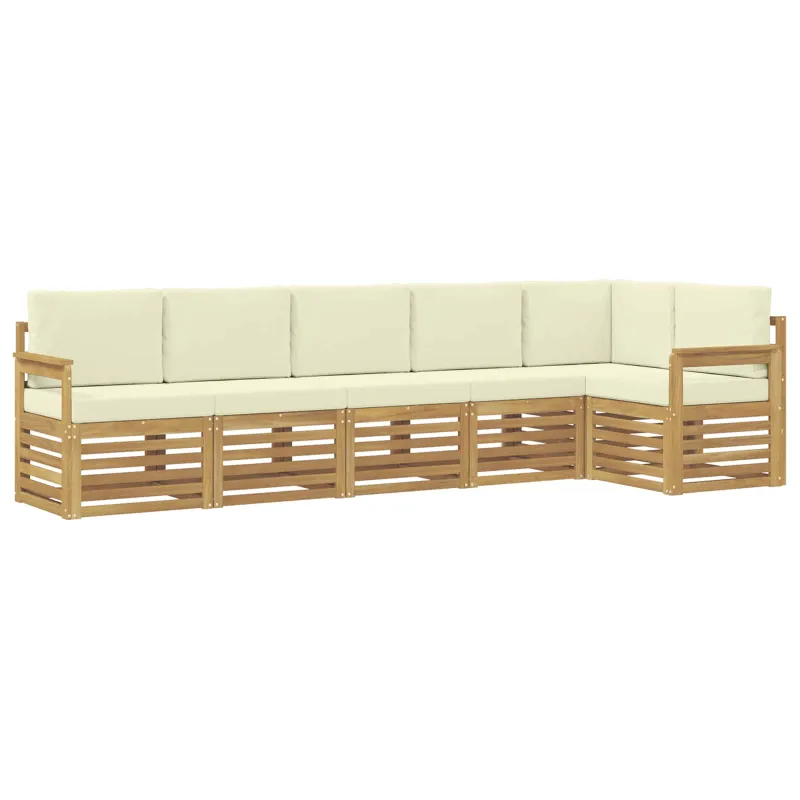 Lauko sofos komplektas 6 pcs Balta ir kreminė