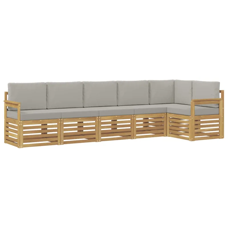 Lauko sofos komplektas 6 pcs Balta ir šviesiai pilka