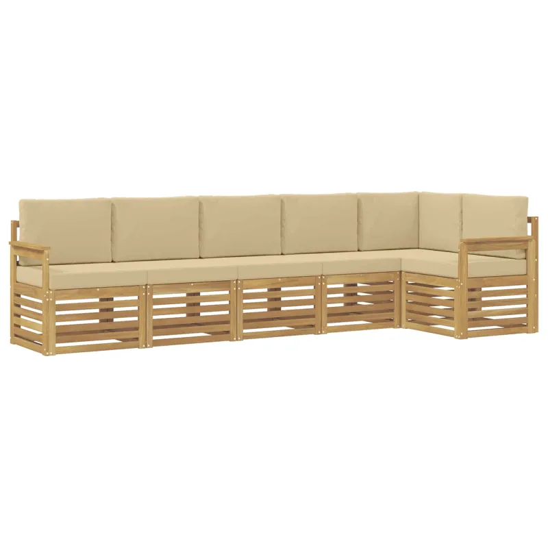 Lauko sofos komplektas 6 pcs Balta ir kreminė