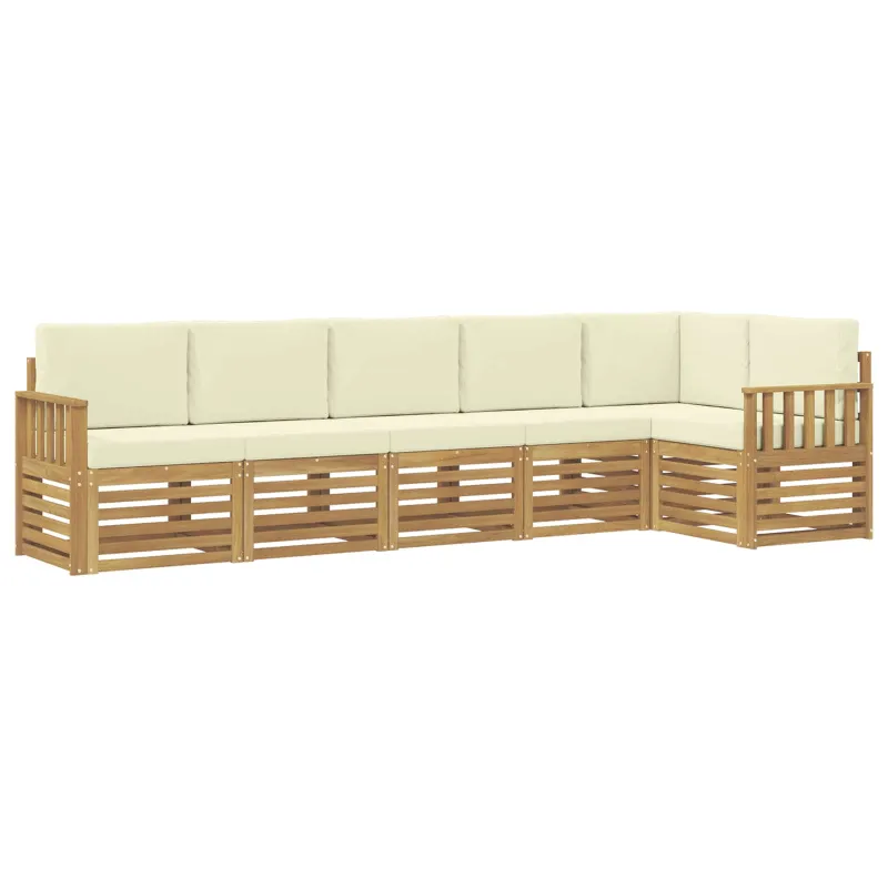 Lauko sofos komplektas 6 pcs Balta ir kreminė
